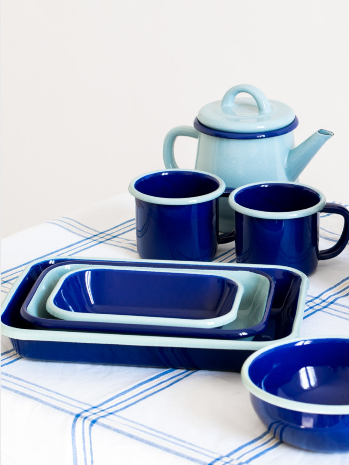Plat émaillé à four - bleu(16x11) - SOLID - vaisselle en acier émaillé